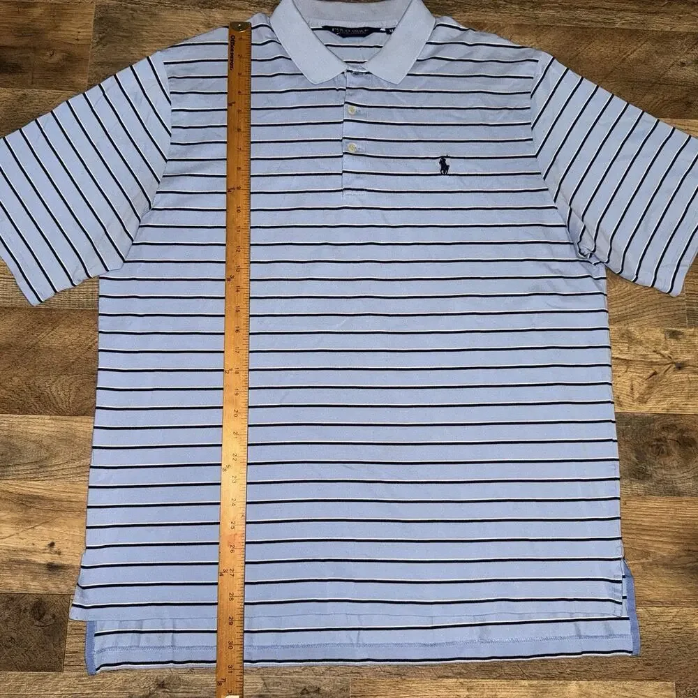 Polo Golf Ralph Lauren 100% Pima Cotton Striped Shirt Mens‎ Size XL Blue